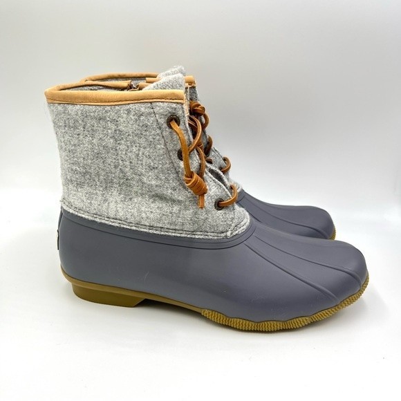 Sperry Women's Saltwater Grey Gray Wool Duck Boots STS82475 Size 9.5 - Picture 2 of 13